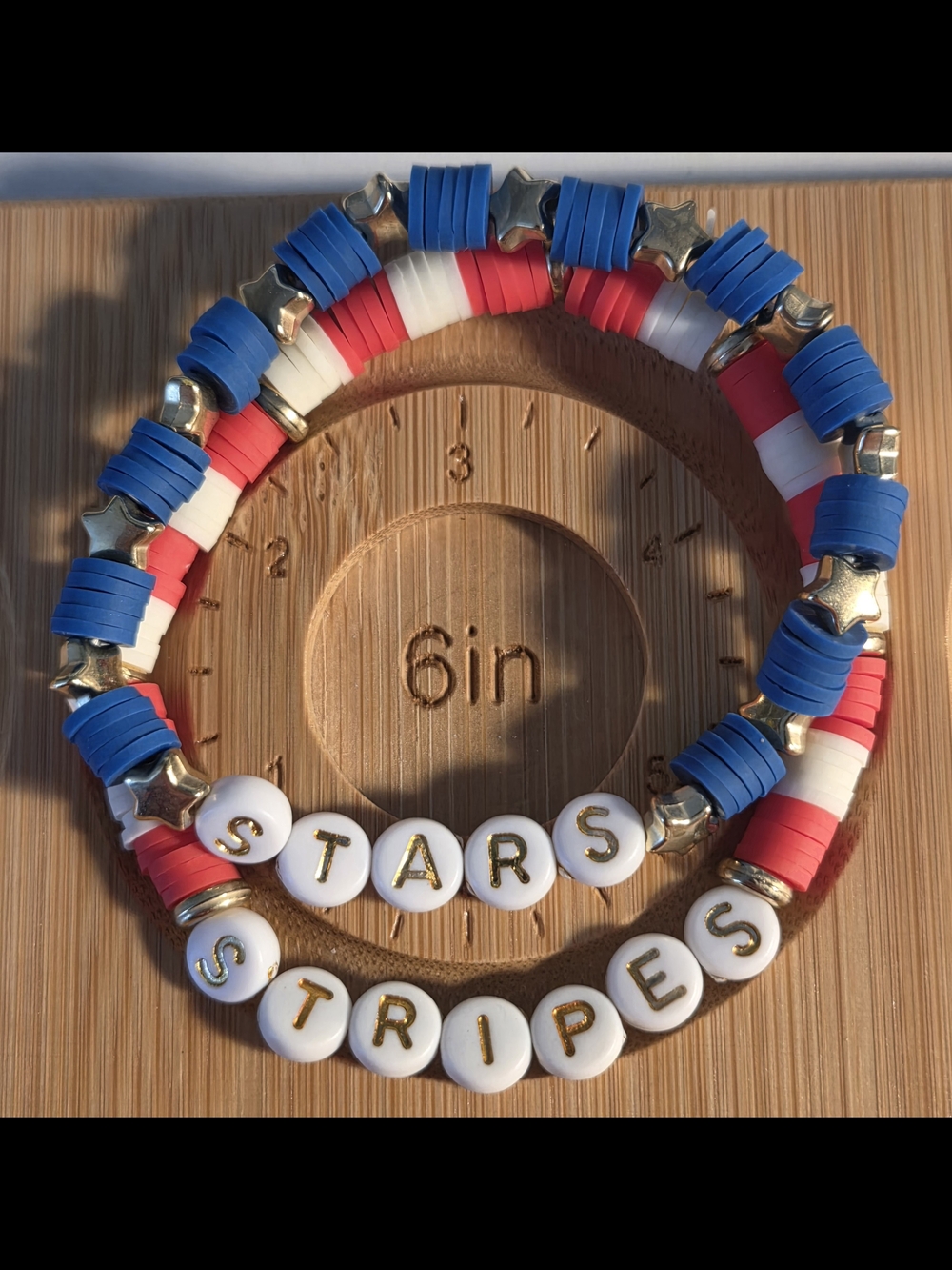 4th Of July USA "Stars & Stripes" Beaded Bracelet Set With Earrings